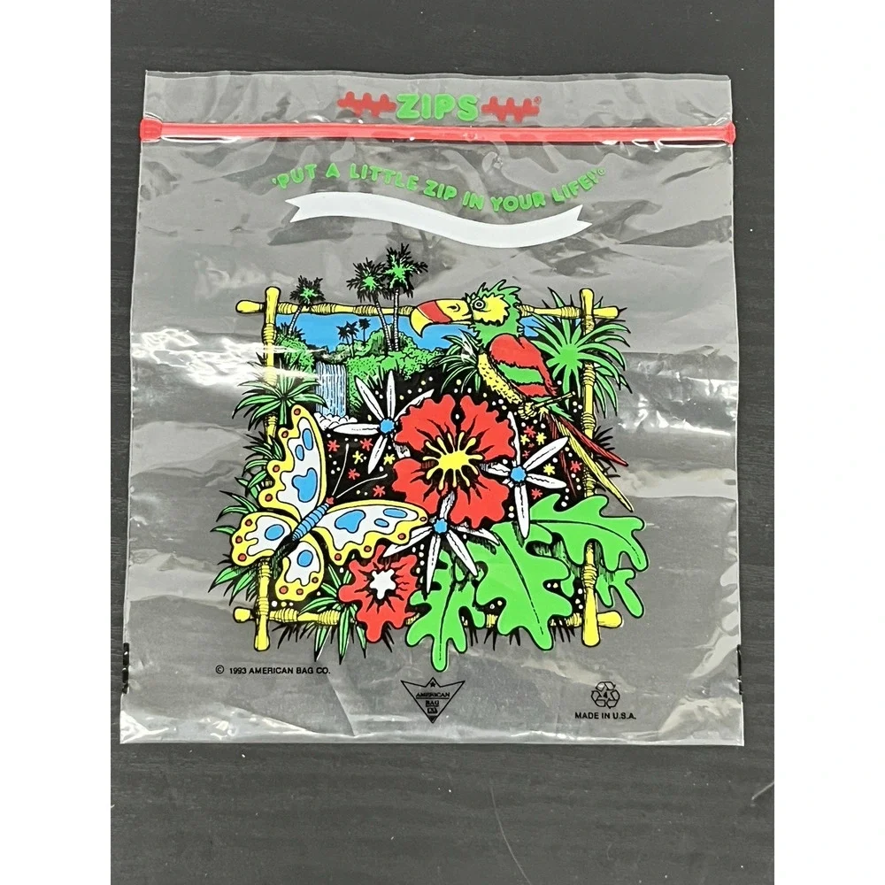 VTG 1993 Tropical Treasures Reclosable Quart Storage Sandwich Bags 25 count